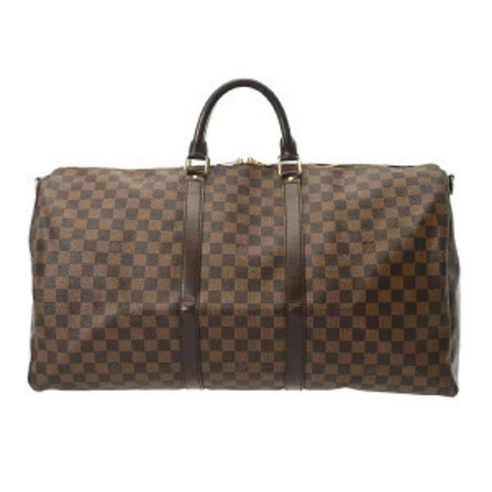 Louis Vuitton Damier Keepall Bandouliere Canvas Travel Bag Brown